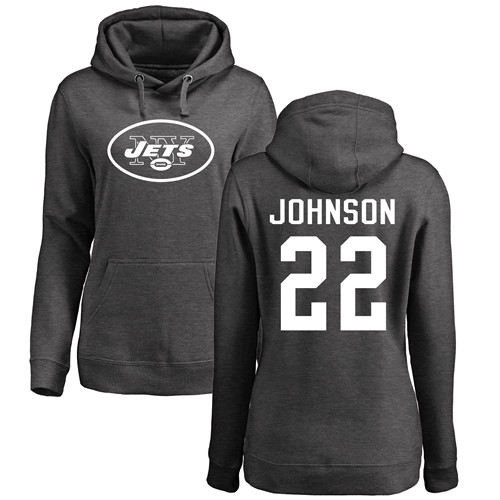 New York Jets Ash Women Trumaine Johnson One Color NFL Football 22 Pullover Hoodie Sweatshirts